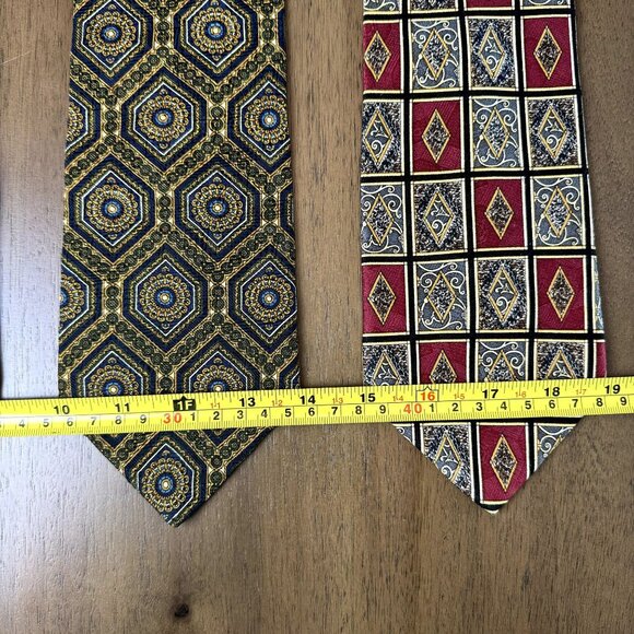 Bundle Silk Ties Lot of 4 Patterned Neckties Multicolor Geometric Artistic Style - Picture 5 of 8